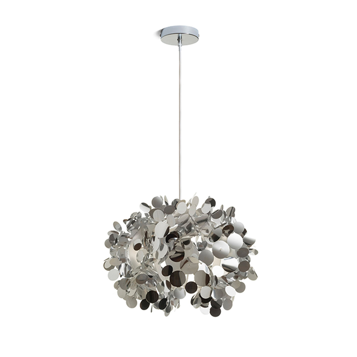 CONFETTI | hanglamp met gelaagde chroomfolie pailletten 40 cm | E27 | met of zonder lichtbron