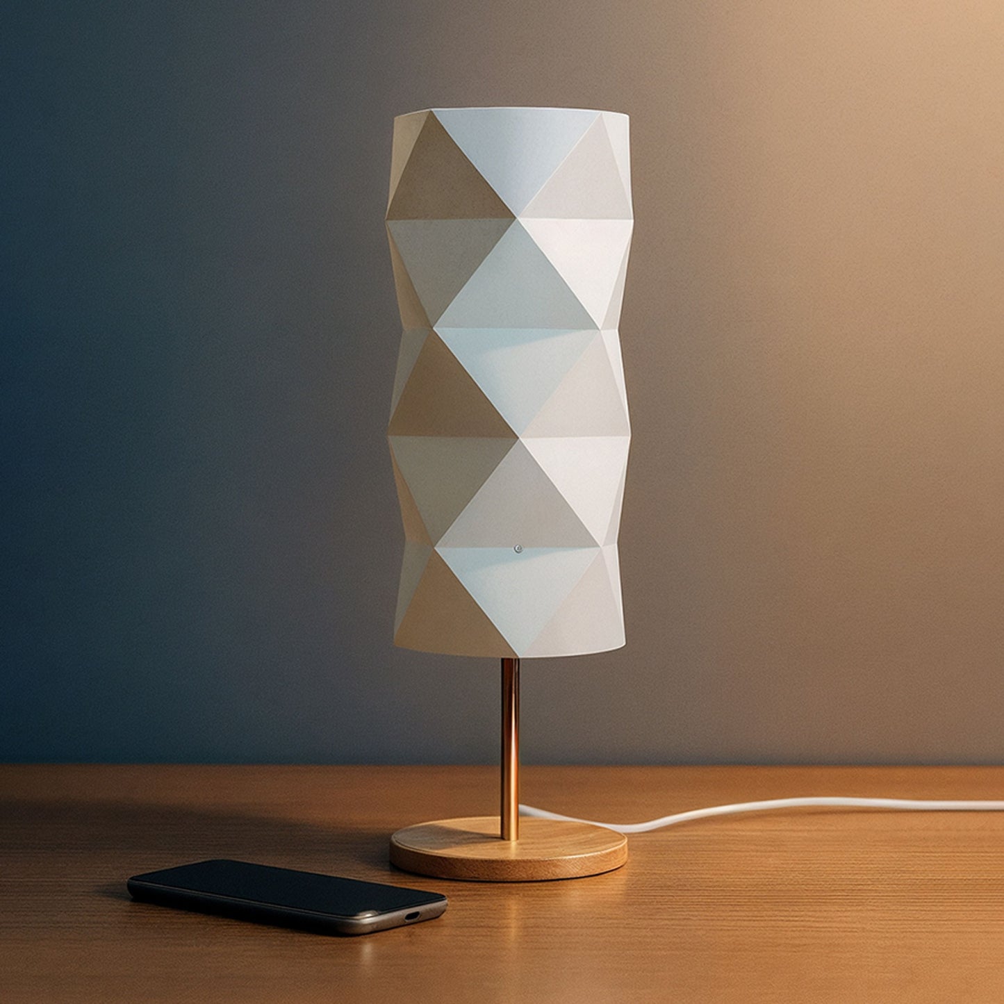 ZUMBA | table lamp with wooden base and plastic shade | E14 max 11W | 47 cm | white