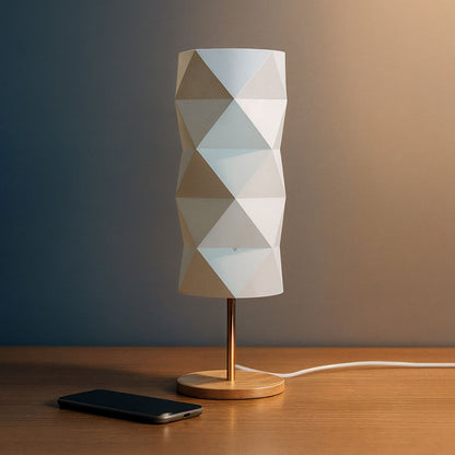 ZUMBA | table lamp with wooden base and plastic shade | E14 max 11W | 47 cm | white