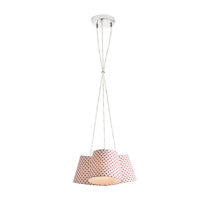 NANCY III | hanglamp | 3x E14 | drie textielkappen wit met rood 30 cm | met of zonder lichtbron