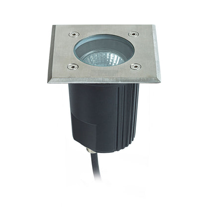 ORBU SQ 10 | firkantet utendørs bakken spotlight | GU10 | IP67 rustfritt stål 10,5 cm | med eller uten lyskilde