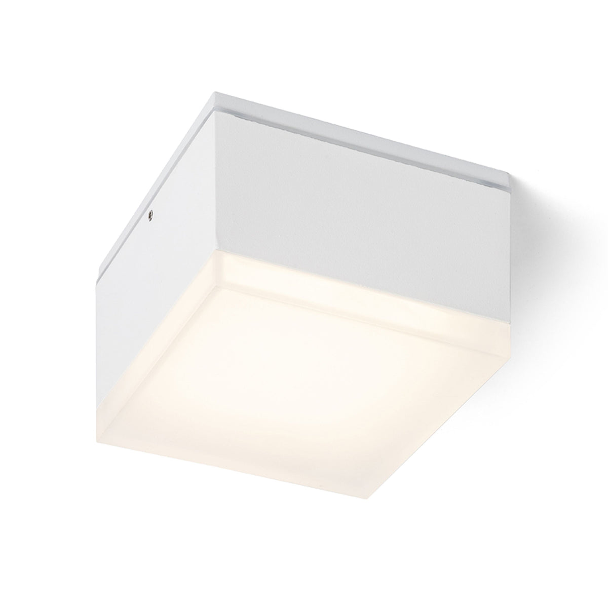 ORIN SQ | firkantet utendørs taklampe med satengfarget diffusor | LED 10W 800lm 3000K | IP54 | hvit eller antrasitt