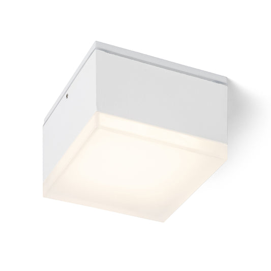 ORIN SQ | firkantet utendørs taklampe med satengfarget diffusor | LED 10W 800lm 3000K | IP54 | hvit eller antrasitt