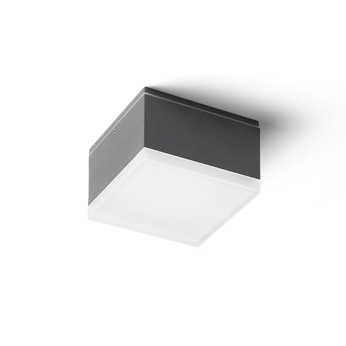 ORIN SQ | firkantet utendørs taklampe med satengfarget diffusor | LED 10W 800lm 3000K | IP54 | hvit eller antrasitt
