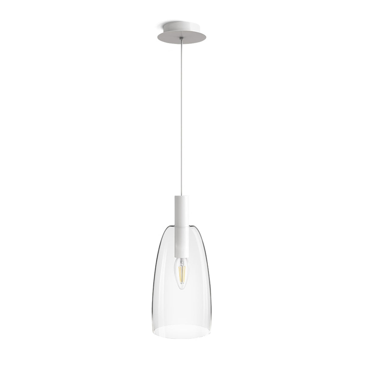 BELLINI L E14 | szklana lampa wisząca | E14 | przezroczyste szkło z bielą 14,5 cm | z żarówką lub bez niej