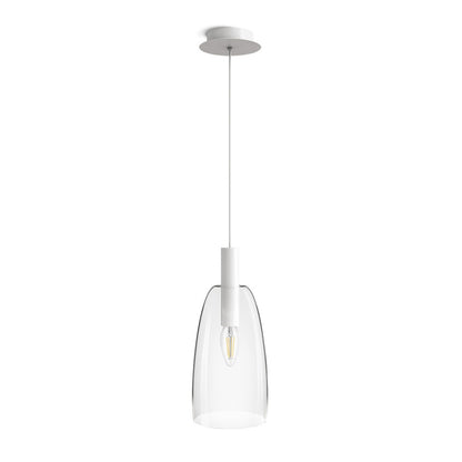 BELLINI L E14 | szklana lampa wisząca | E14 | przezroczyste szkło z bielą 14,5 cm | z żarówką lub bez niej