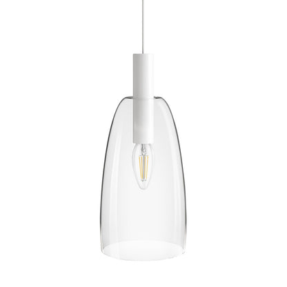 BELLINI L E14 | szklana lampa wisząca | E14 | przezroczyste szkło z bielą 14,5 cm | z żarówką lub bez niej
