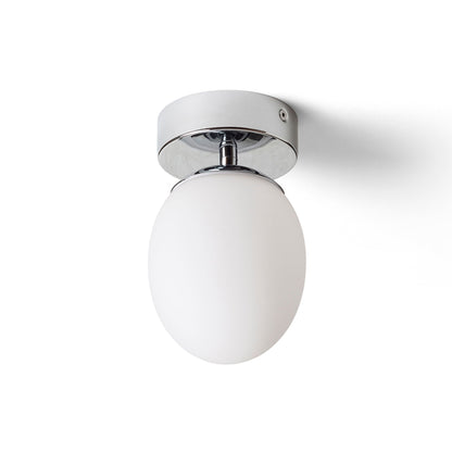 MERINGUE 11 | oval taklampe til bad | G9 | opalglass med krom | IP44 | med eller uten lyskilde