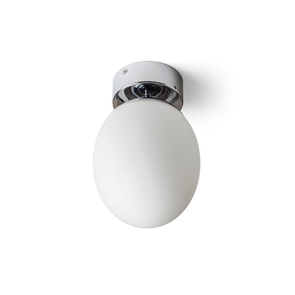 MERINGUE 16 | oval taklampe til bad | E27 | opalglass med krom | IP44 | med eller uten lyskilde