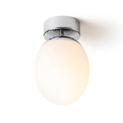MERINGUE 16 | oval taklampe til bad | E27 | opalglass med krom | IP44 | med eller uten lyskilde