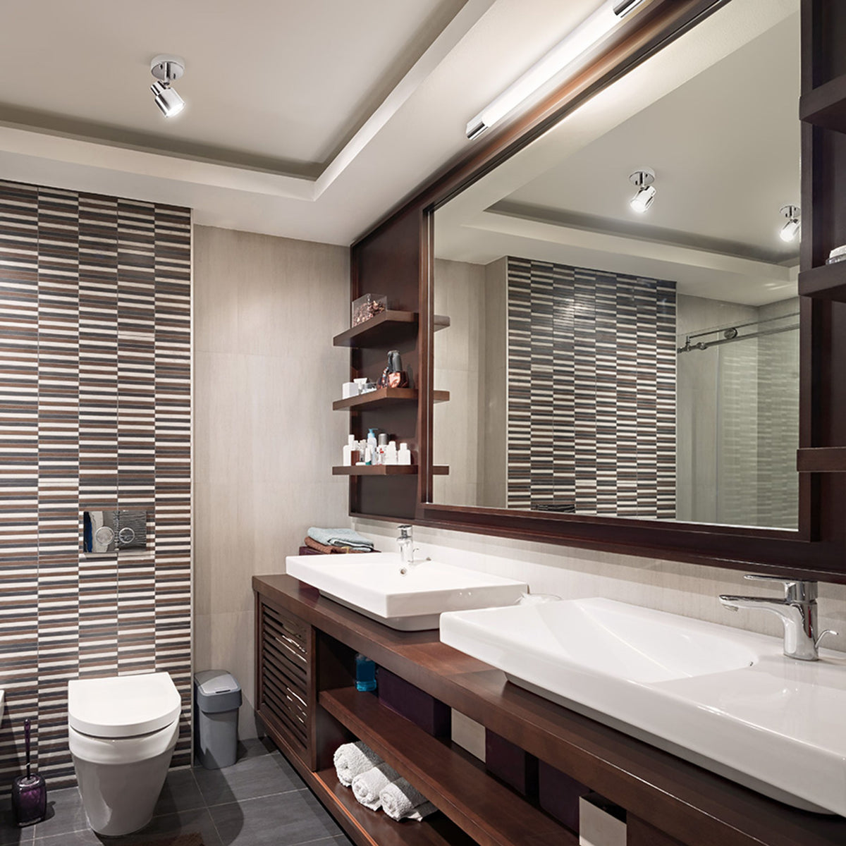VALTO I | tiltable wall spotlight | GU10 | IP44 bathroom | chrome | with or without bulb