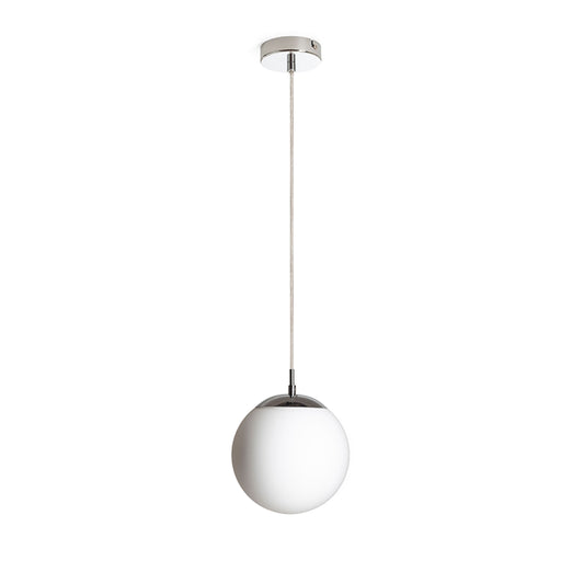 LUNA 20 | opaalglazen bol hanglamp | E27 | 20 cm | chroom | met of zonder lichtbron