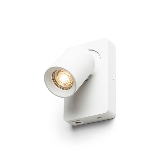 VOLTERA | wandspot met USB-lader en schakelaar | GU10 | wit of zwart | met of zonder lichtbron