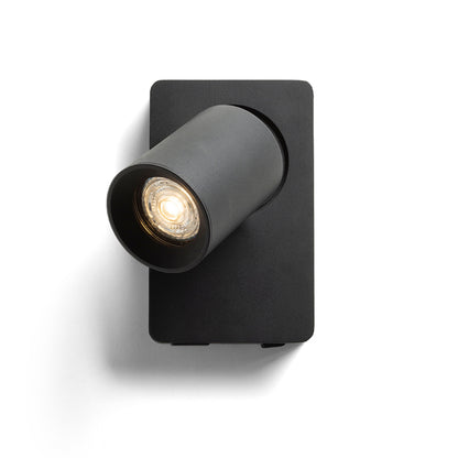 VOLTERA | wall spotlight with USB charger and switch | GU10 | white or black | with or without light source