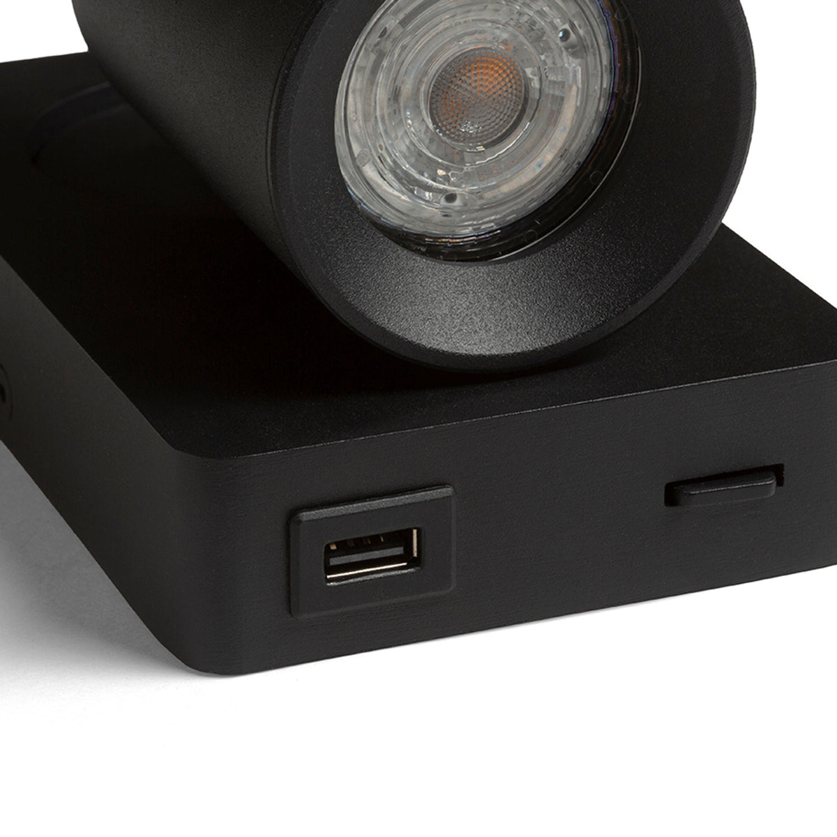 VOLTERA | wall spotlight with USB charger and switch | GU10 | white or black | with or without light source