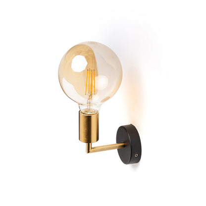 ARAQ | wandlamp met open fitting | E27 | geborsteld messing met zwart | met of zonder lichtbron