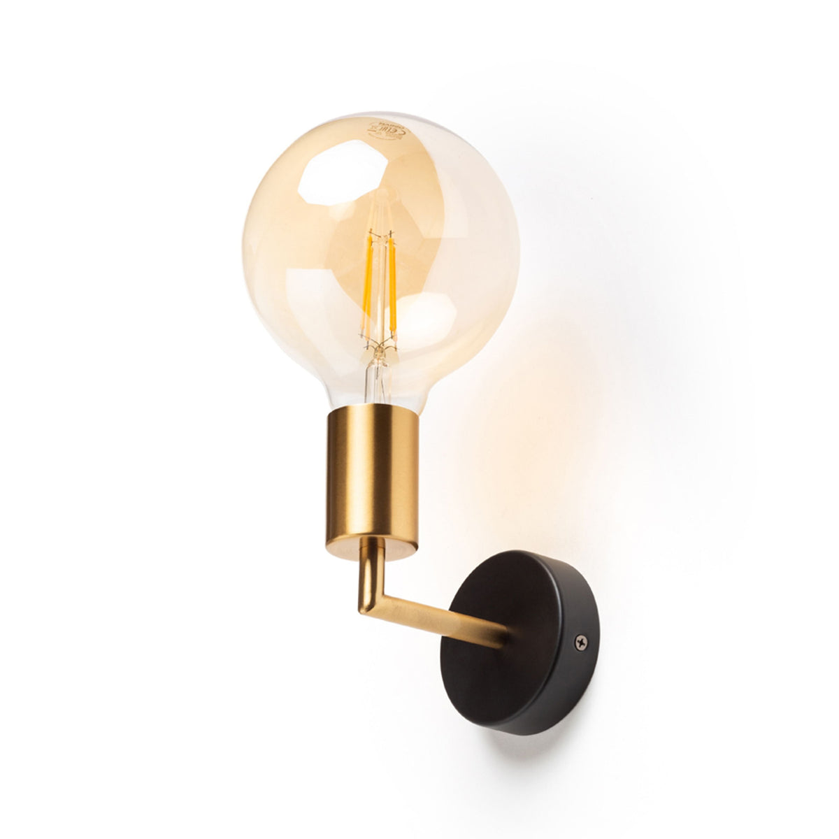 ARAQ | wandlamp met open fitting | E27 | geborsteld messing met zwart | met of zonder lichtbron