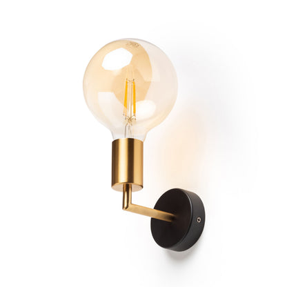 ARAQ | wandlamp met open fitting | E27 | geborsteld messing met zwart | met of zonder lichtbron