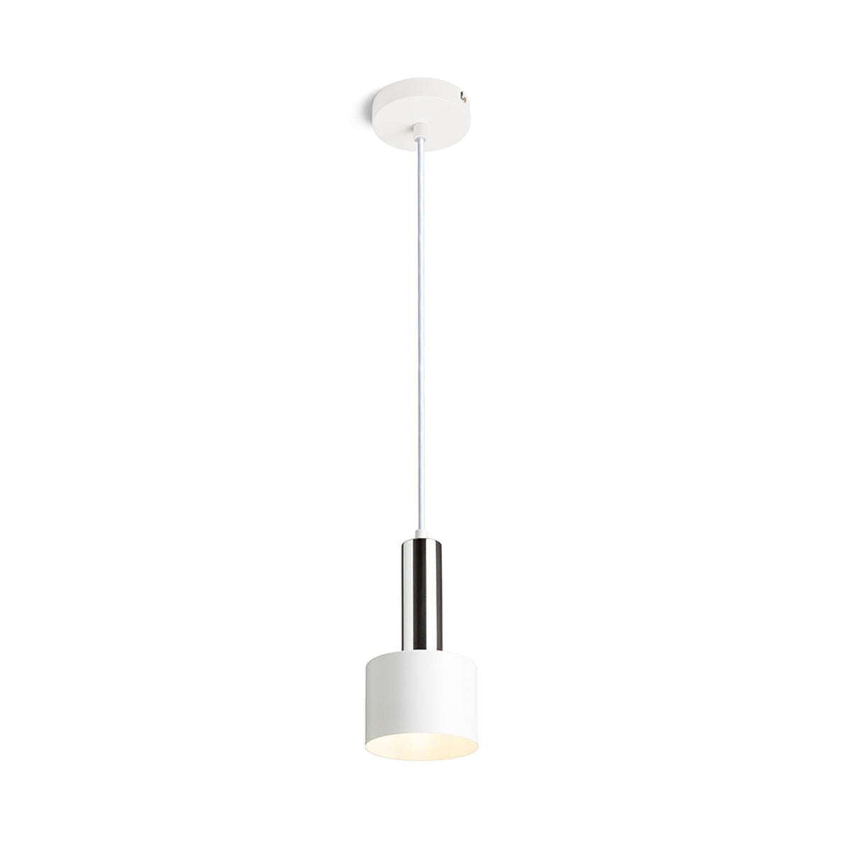 GIULIA 12 | kleine metalen hanglamp met textielkabel | E27 | 12 cm | wit of zwart met messing | met of zonder lichtbron