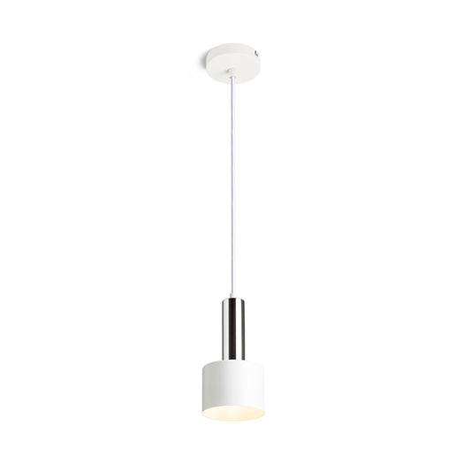 GIULIA 12 | kleine metalen hanglamp met textielkabel | E27 | 12 cm | wit of zwart met messing | met of zonder lichtbron
