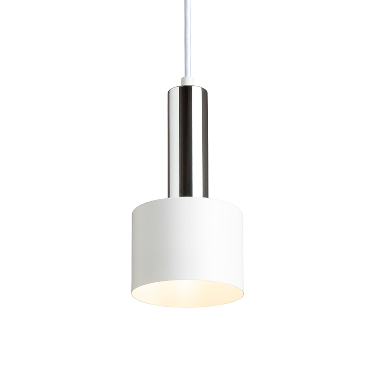GIULIA 12 | kleine metalen hanglamp met textielkabel | E27 | 12 cm | wit of zwart met messing | met of zonder lichtbron