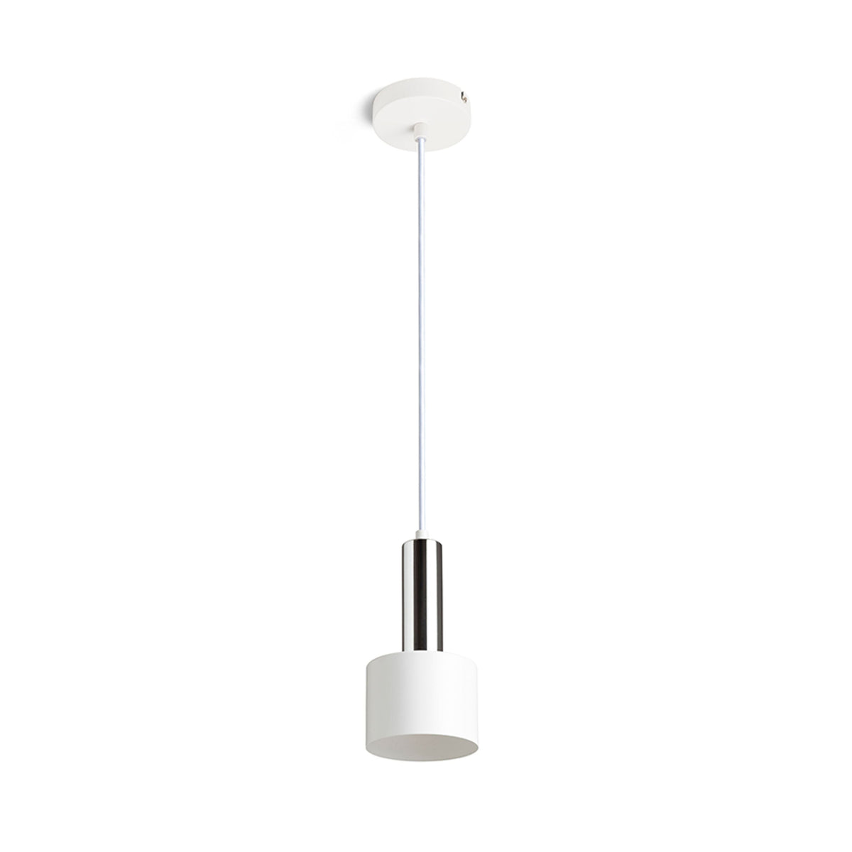 GIULIA 12 | kleine metalen hanglamp met textielkabel | E27 | 12 cm | wit of zwart met messing | met of zonder lichtbron
