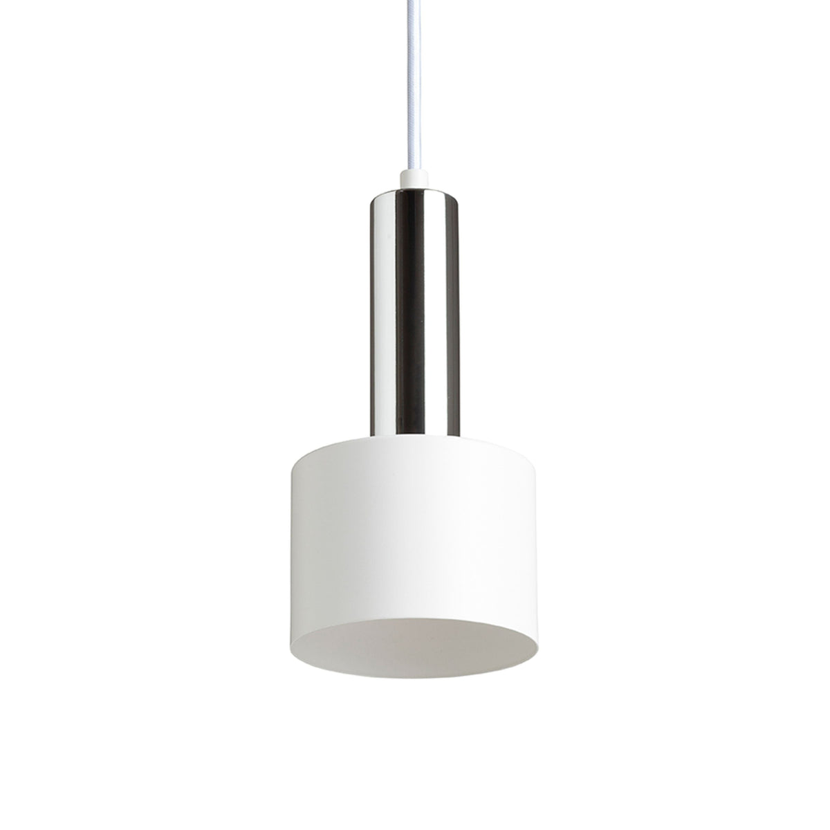 GIULIA 12 | kleine metalen hanglamp met textielkabel | E27 | 12 cm | wit of zwart met messing | met of zonder lichtbron