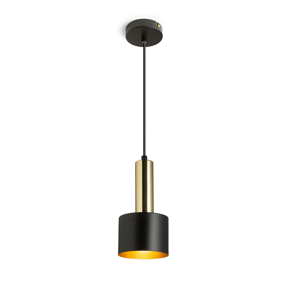 GIULIA 12 | kleine metalen hanglamp met textielkabel | E27 | 12 cm | wit of zwart met messing | met of zonder lichtbron