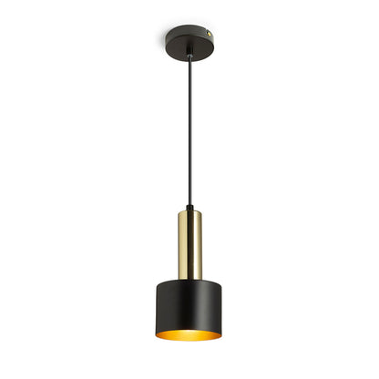 GIULIA 12 | kleine metalen hanglamp met textielkabel | E27 | 12 cm | wit of zwart met messing | met of zonder lichtbron