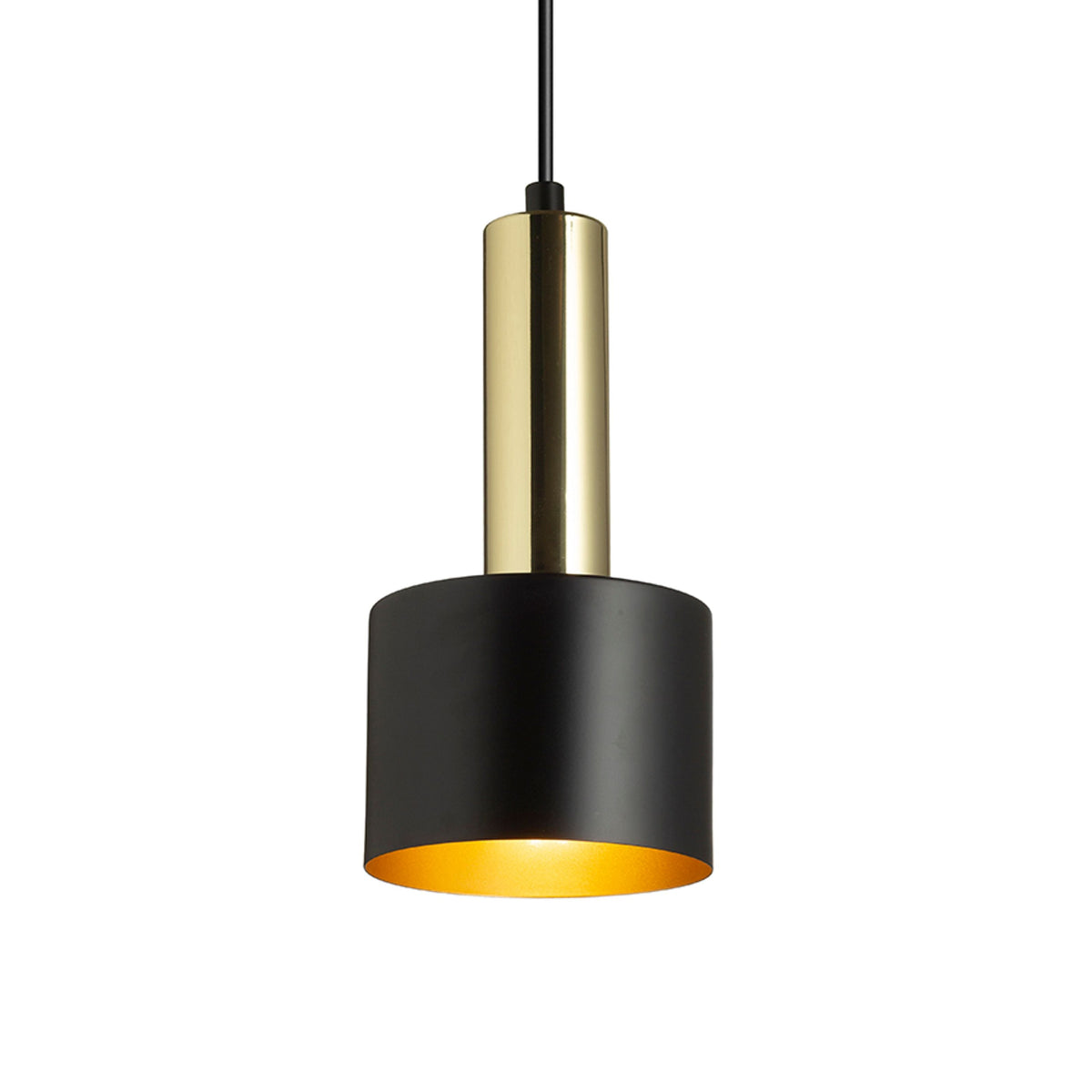 GIULIA 12 | kleine metalen hanglamp met textielkabel | E27 | 12 cm | wit of zwart met messing | met of zonder lichtbron
