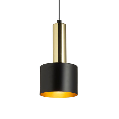 GIULIA 12 | kleine metalen hanglamp met textielkabel | E27 | 12 cm | wit of zwart met messing | met of zonder lichtbron