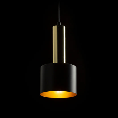 GIULIA 12 | kleine metalen hanglamp met textielkabel | E27 | 12 cm | wit of zwart met messing | met of zonder lichtbron