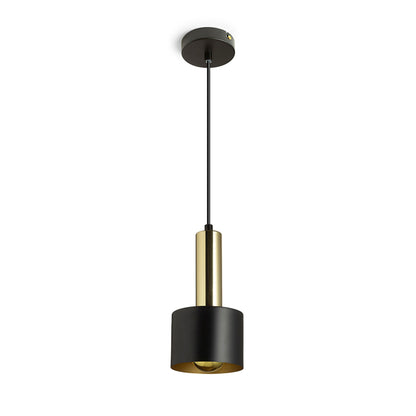 GIULIA 12 | kleine metalen hanglamp met textielkabel | E27 | 12 cm | wit of zwart met messing | met of zonder lichtbron