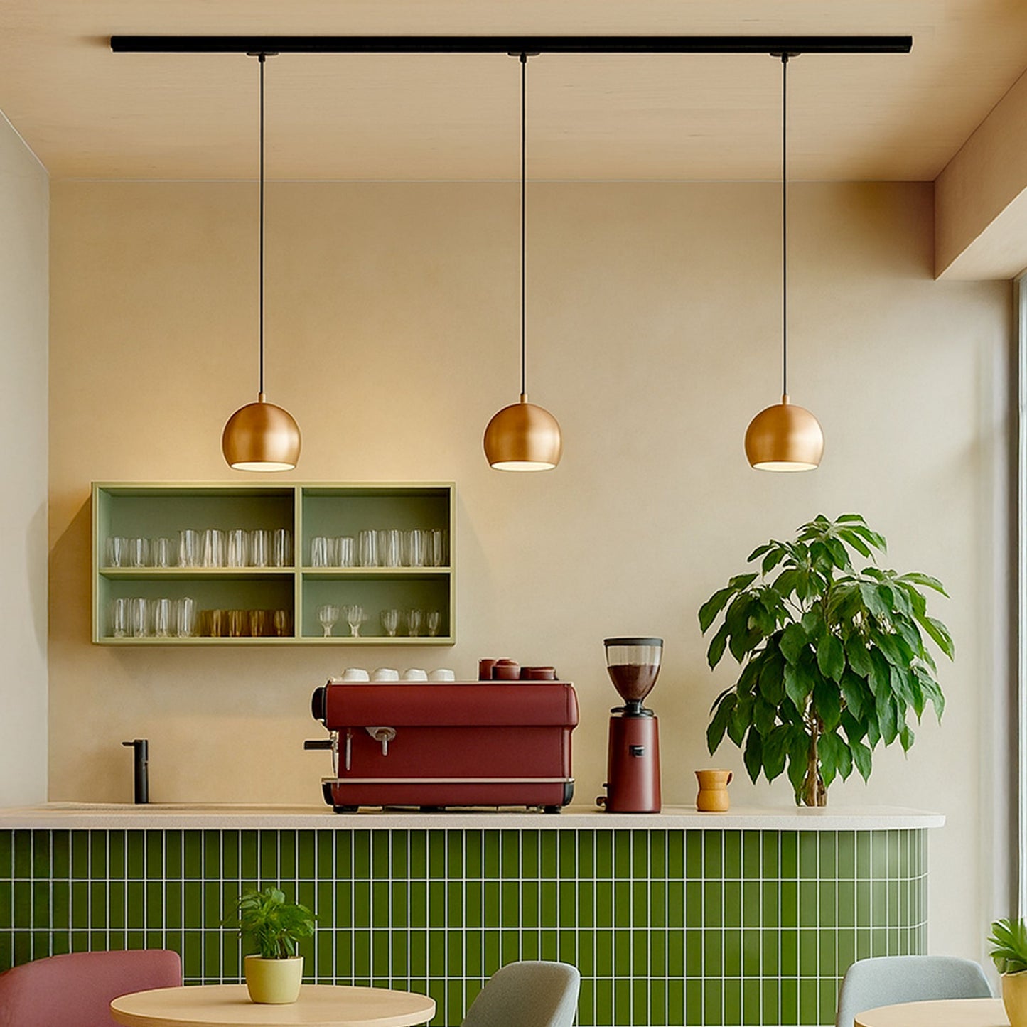 AGNETA 3-fase hanglamp geborsteld koper