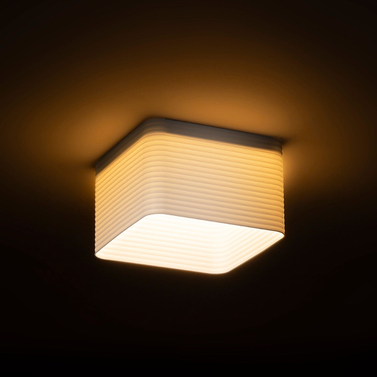 MARENGA SQR3 60 | vierkante inbouwspot met 3D-geprinte kap | geintegreerde LED 6W 3000K | horizontale ribbels