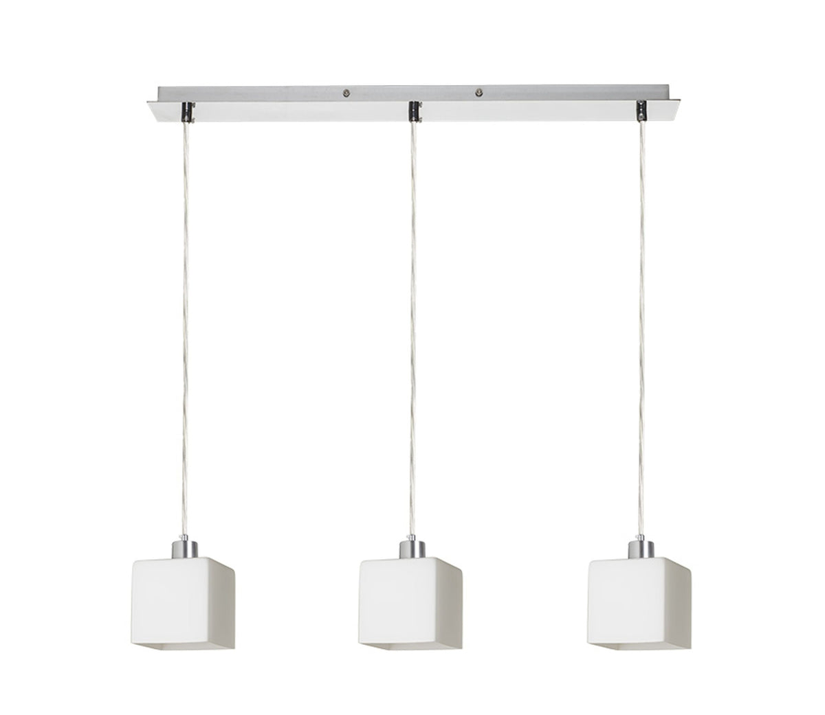 DADOS III 60 | závěsné svítidlo | 3× E27 | opálové sklo s chromem 64 cm | se světelným zdrojem nebo bez něj
