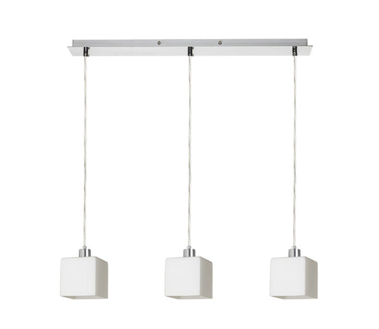 DADOS III 60 | pendellampe | 3x E27 | opalglass med krom 64 cm | med eller uten lyskilde