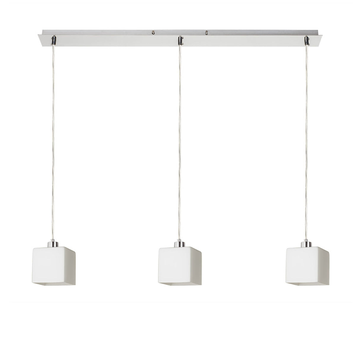 DADOS III 80 | hanglamp | 3x E27 | opaalglas met chroom of mat nikkel 84 cm | met of zonder lichtbron
