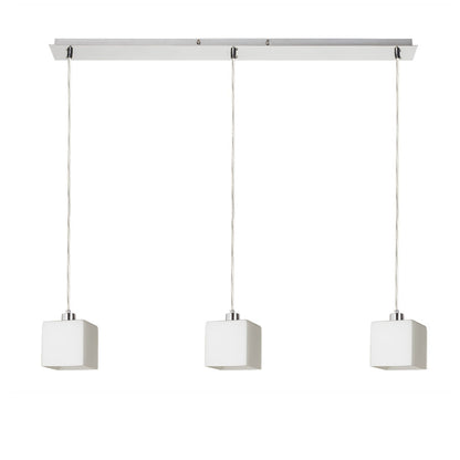 DADOS III 80 | hanglamp | 3x E27 | opaalglas met chroom of mat nikkel 84 cm | met of zonder lichtbron