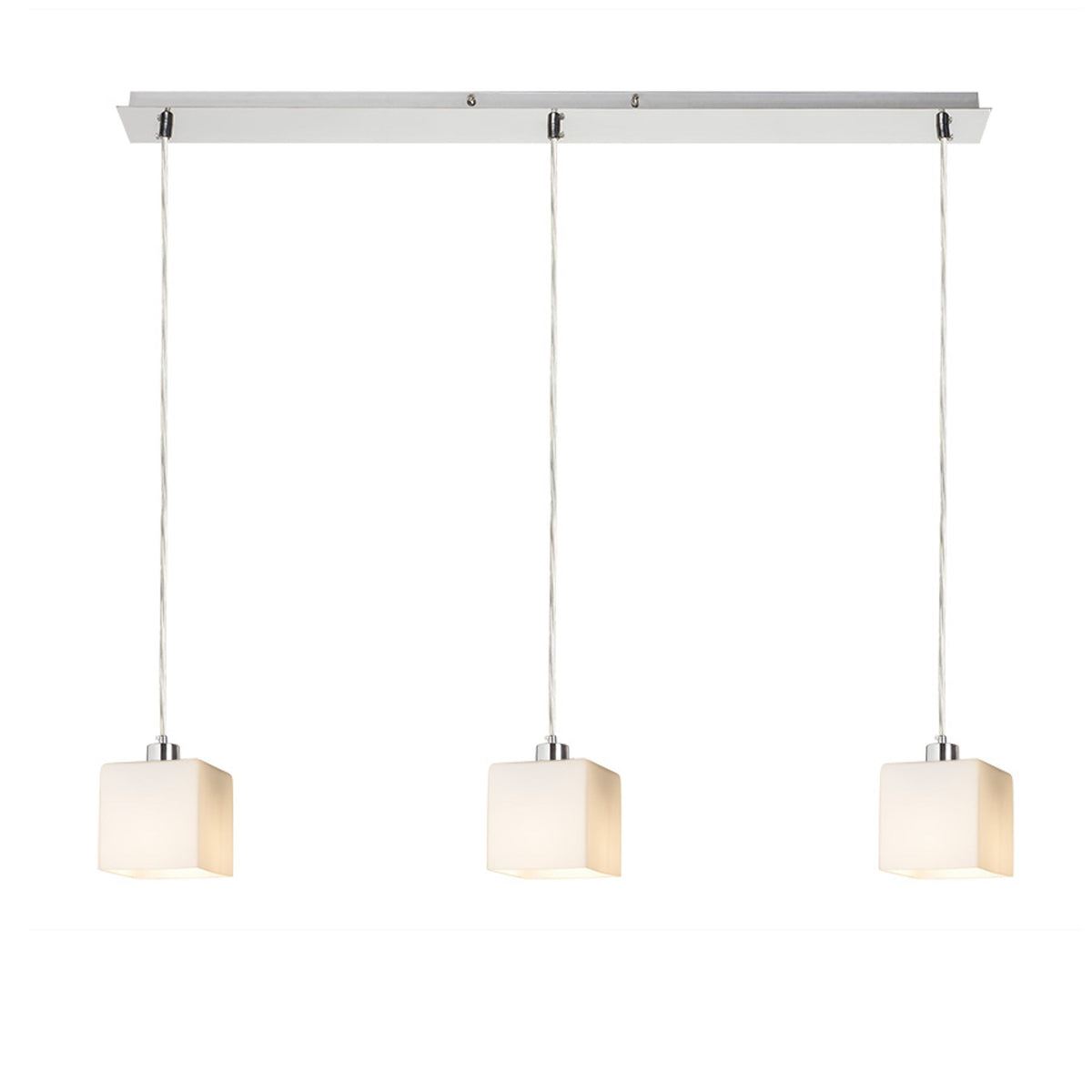 DADOS III 80 | hanglamp | 3x E27 | opaalglas met chroom of mat nikkel 84 cm | met of zonder lichtbron