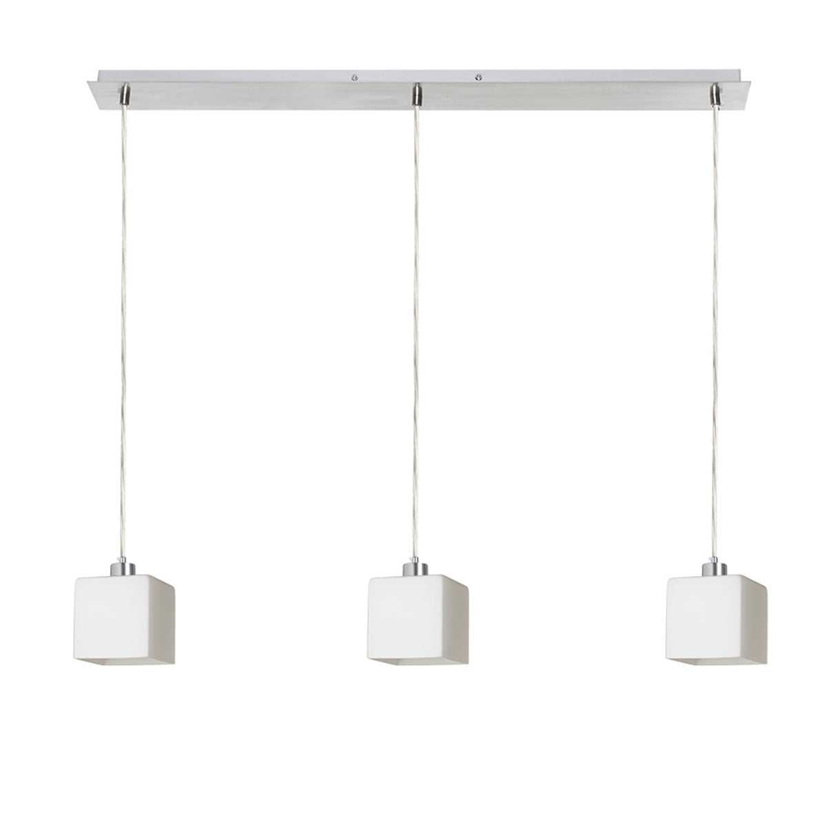 DADOS III 80 | hanglamp | 3x E27 | opaalglas met chroom of mat nikkel 84 cm | met of zonder lichtbron