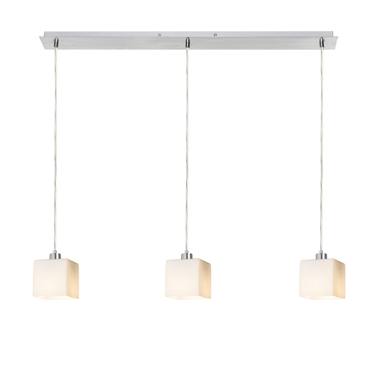 DADOS III 80 | hanglamp | 3x E27 | opaalglas met chroom of mat nikkel 84 cm | met of zonder lichtbron