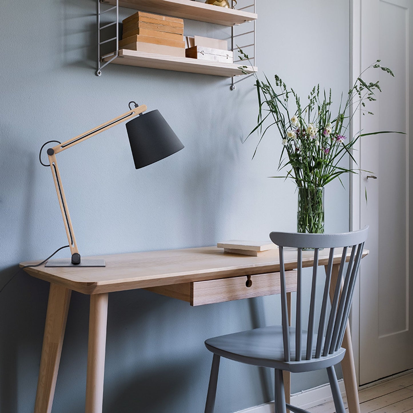 NIZZA | tafellamp met houten verstelbare arm en textielkap | E14 max 7W | 57 cm | 2 kleuren