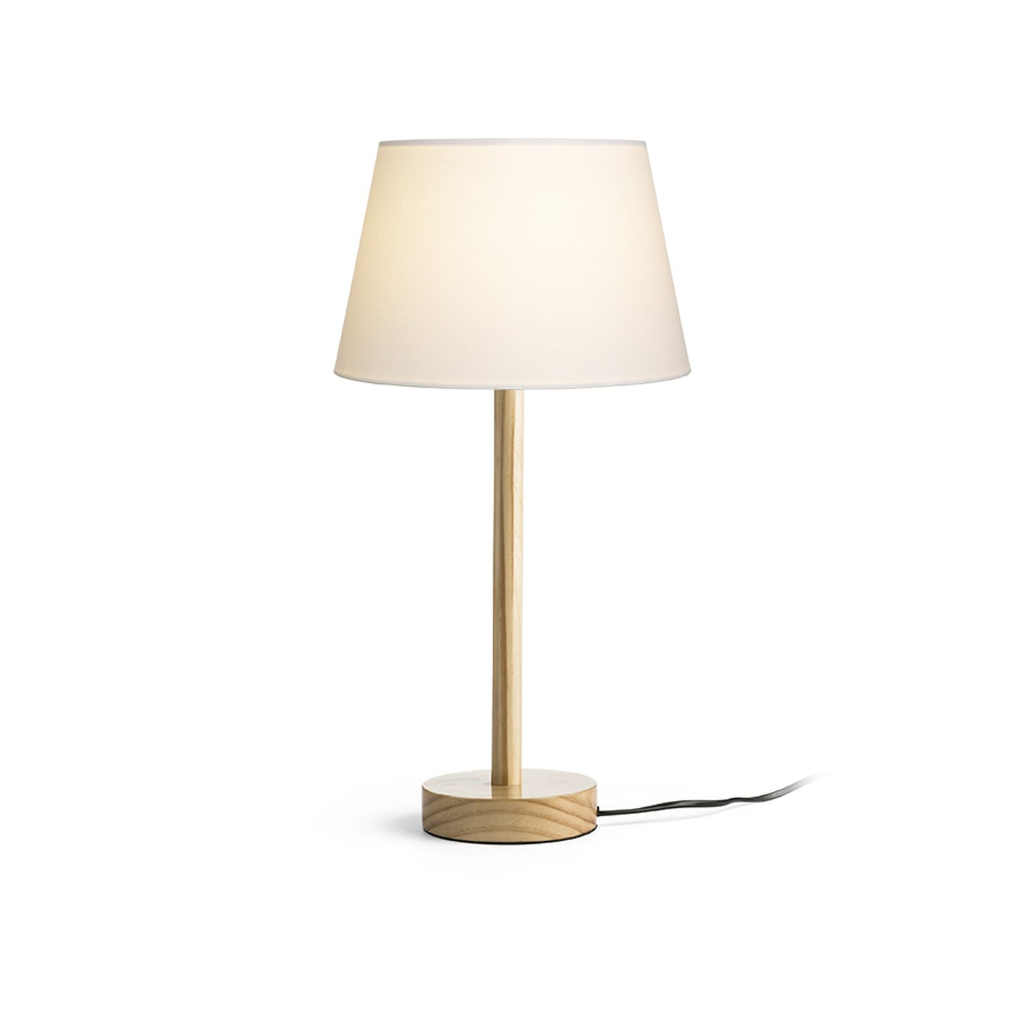 MAUI/ALVIS | tafellamp met houten voet en textielkap | E27 max 11W | 47 cm | wit/hout