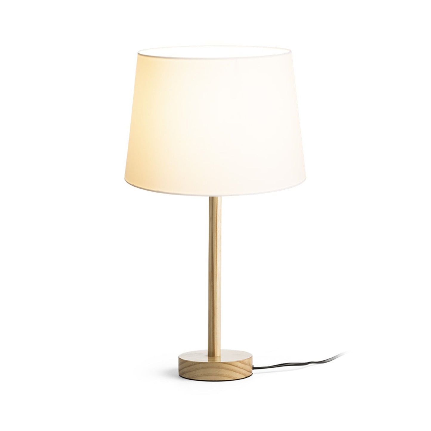 MAUI/AMBITUS | tafellamp met houten voet en textielkap | E27 max 15W | 52 cm | wit/hout