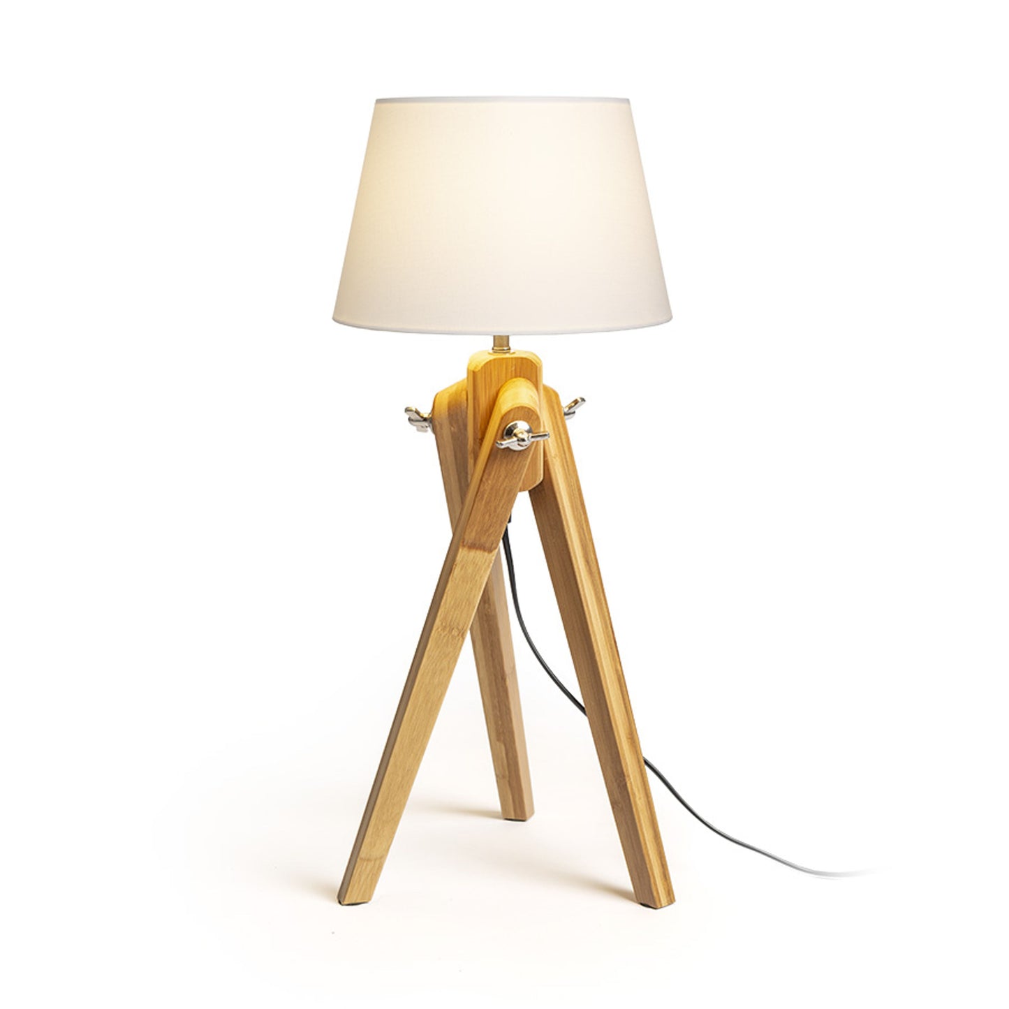 AMBITUS/ALVIS | tafellamp met bamboe voet en textielkap | E27 max 11W | 59 cm | wit/bamboe