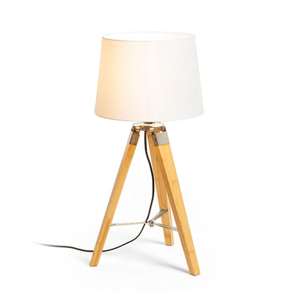 ALVIS/AMBITUS | tafellamp met bamboe voet en textielkap | E27 max 15W | 64 cm | wit/bamboe