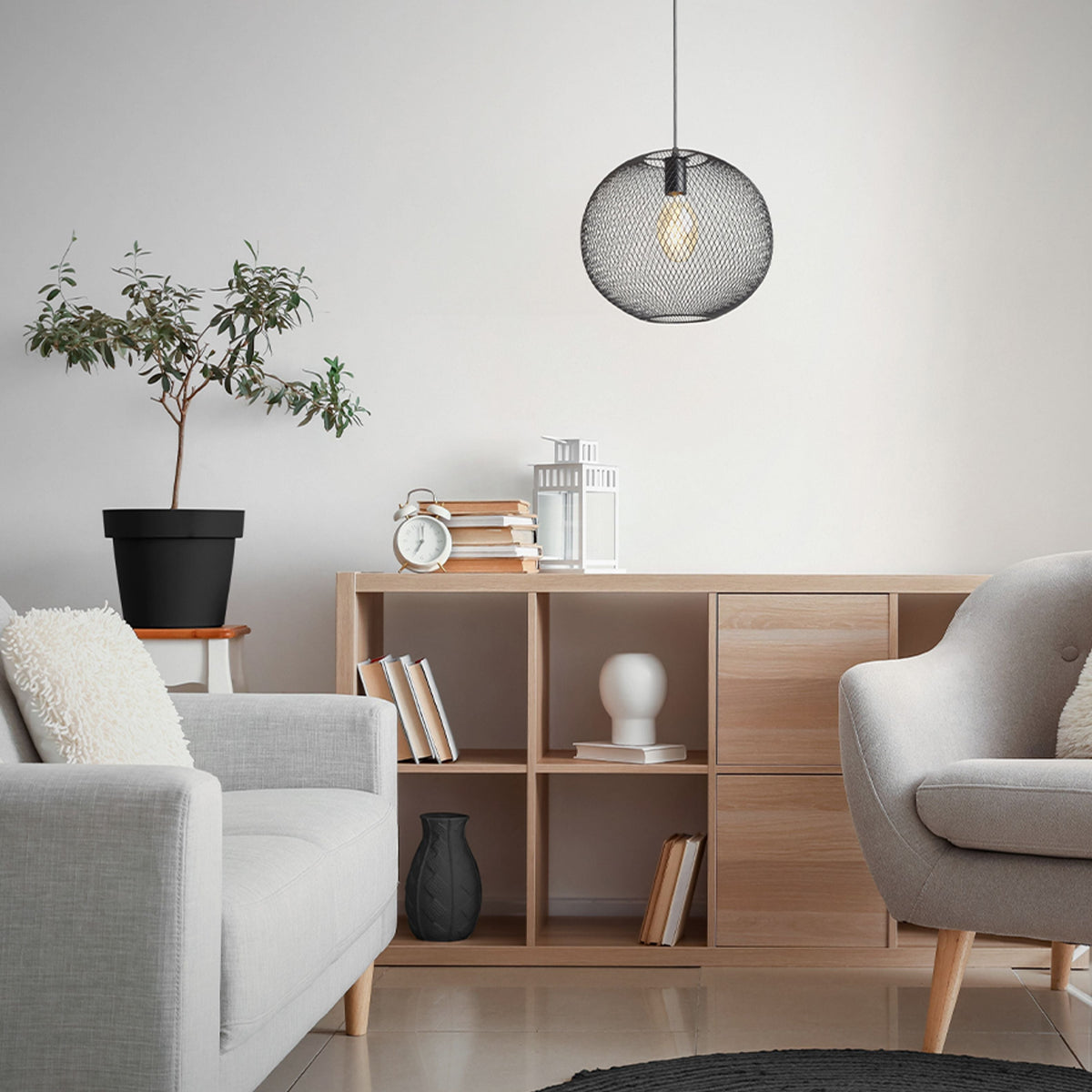 COSIR 34 | draadhanglamp bol 34 cm | E27 | zwart | met of zonder lichtbron