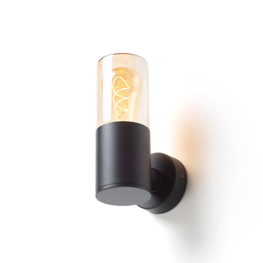 QUINN wandlamp | buiten wandlamp met amberglas | E27 | IP54 | zwart | met of zonder lichtbron