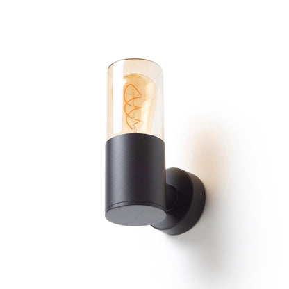 QUINN wall lamp | outdoor wall lamp with amber glass | E27 | IP54 | black | with or without light source